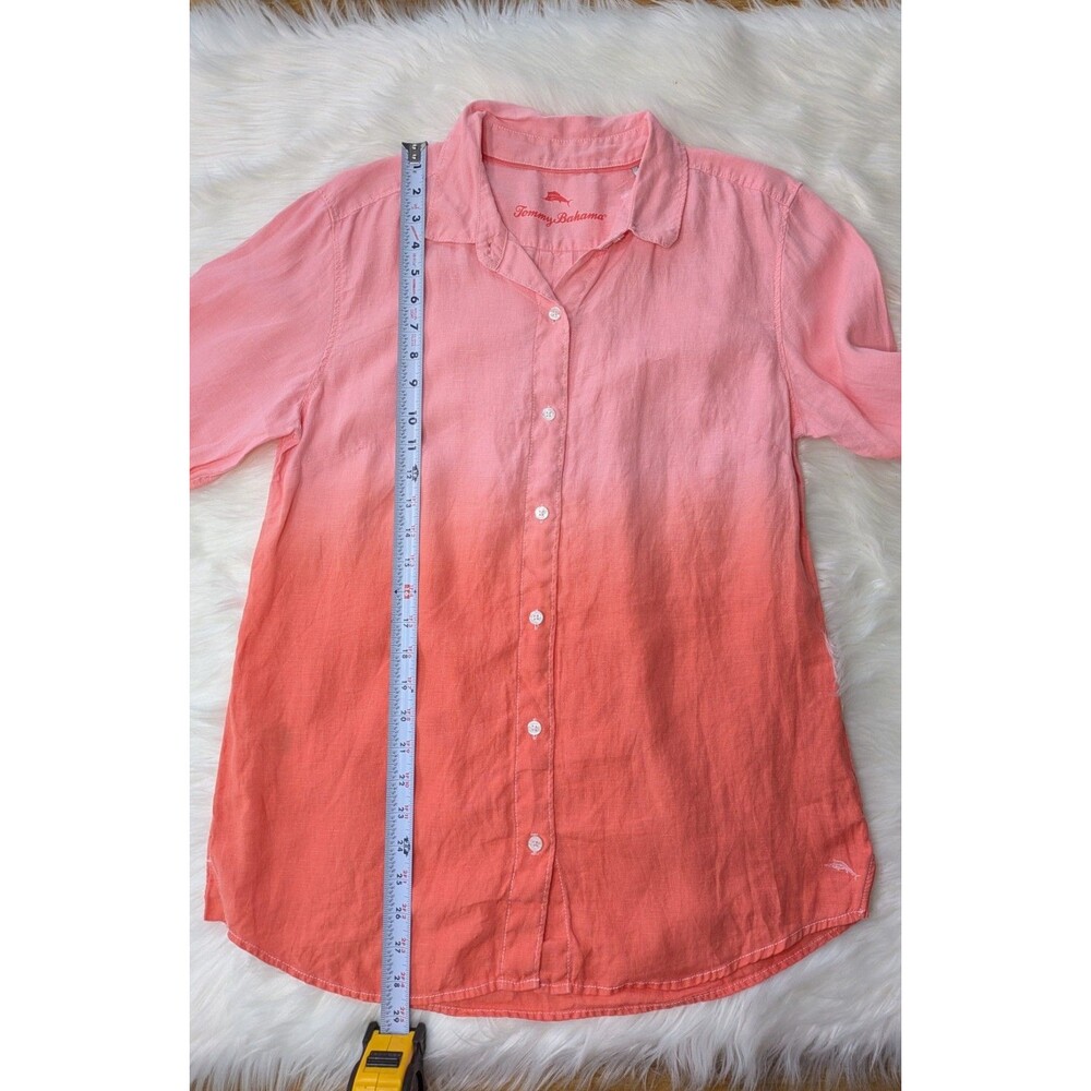 Tommy Bahama Men’s Linen Shirt Pink Long Sleeve Button Down Medium - Picture 6 of 12